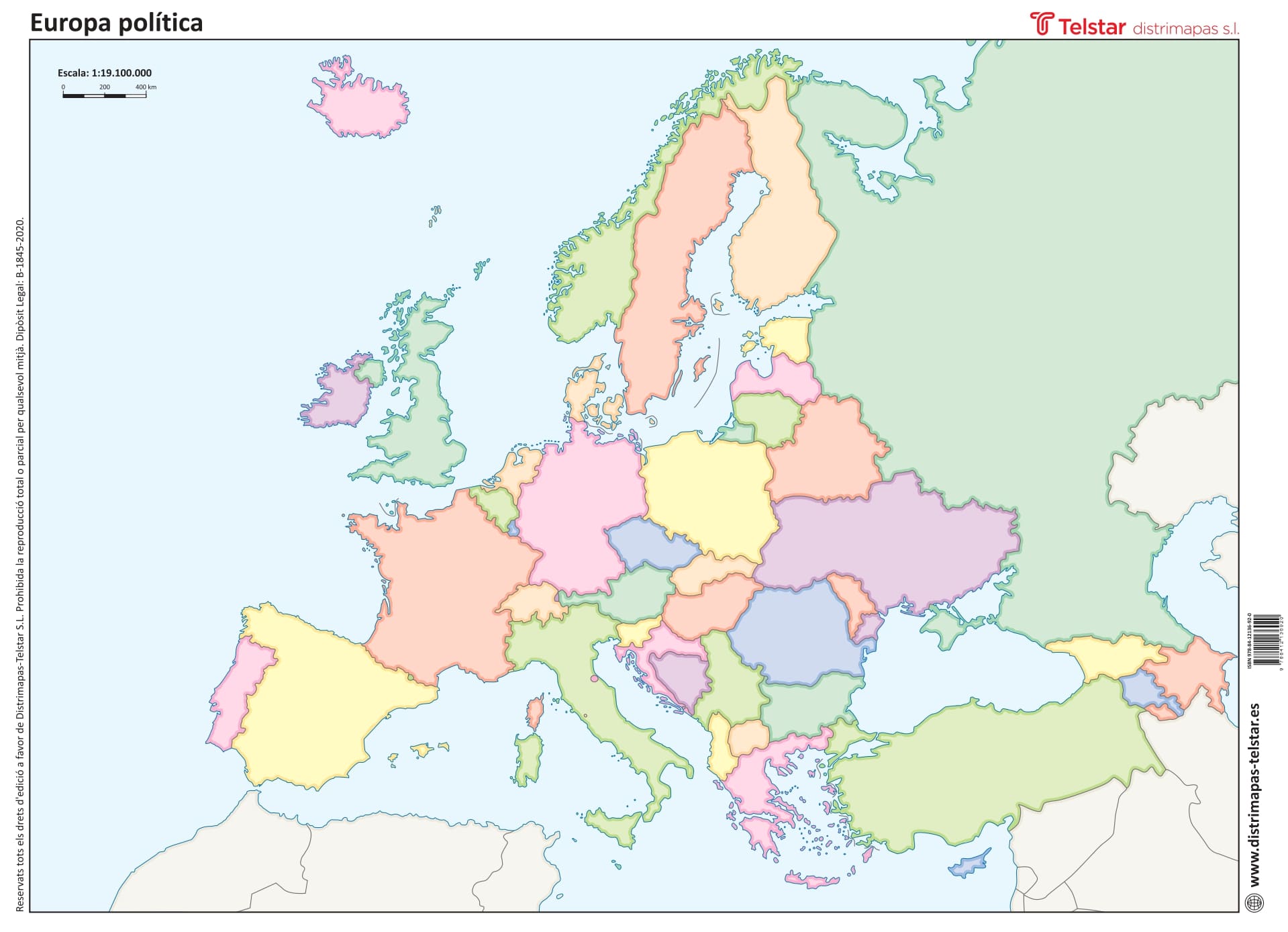 MAPA EUROPA POLÍTICA PAQUET 25 UNITATS – Distrimapas Telstar